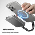 Grey magnetic mobile solid state drive with ultra-thin alloy plastic casing measuring 80x60mm