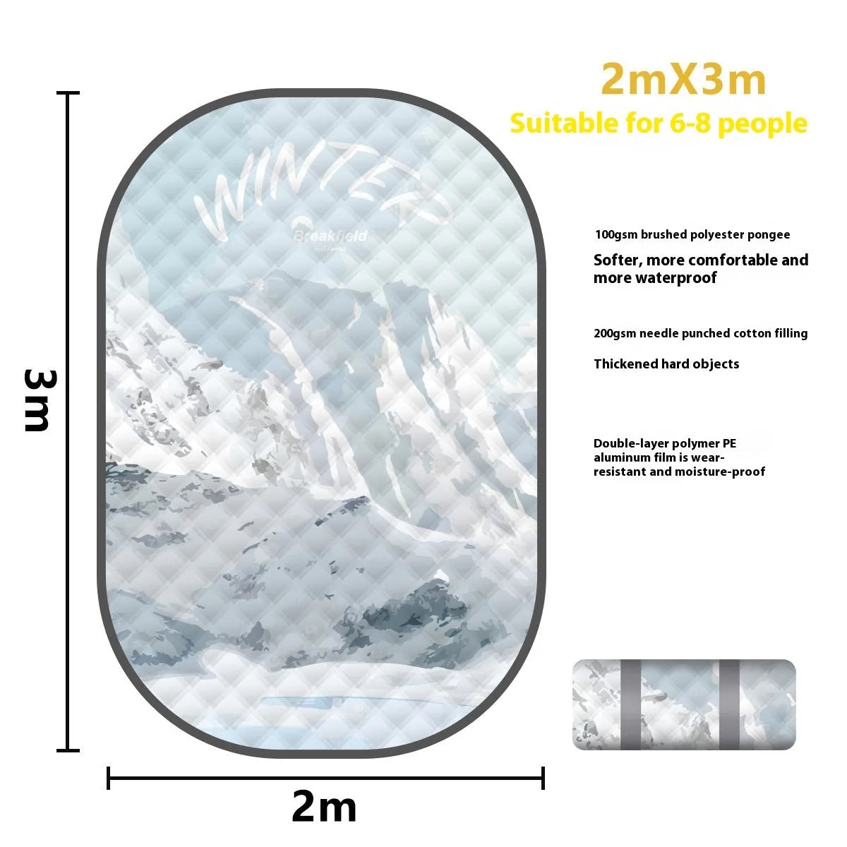 Waterproof 2x3 metre outdoor picnic mat with ultrasonic thickening in Four Seasons Series colour