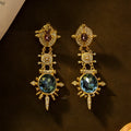 Gold retro geometric stud earrings with court style design