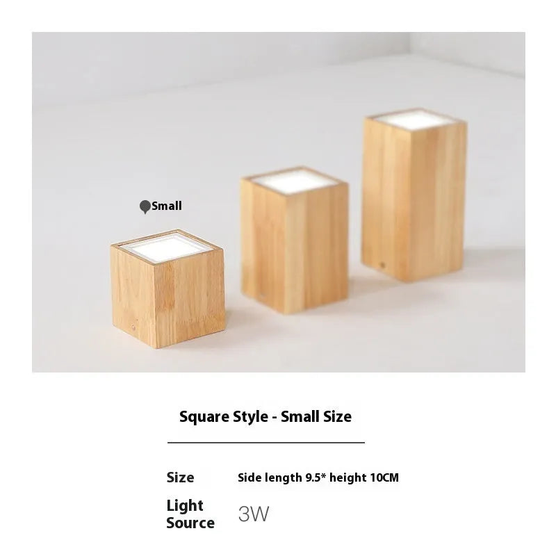 Modern simple solid wood surface mounted downlight in square or round shape for corridor or entrance.