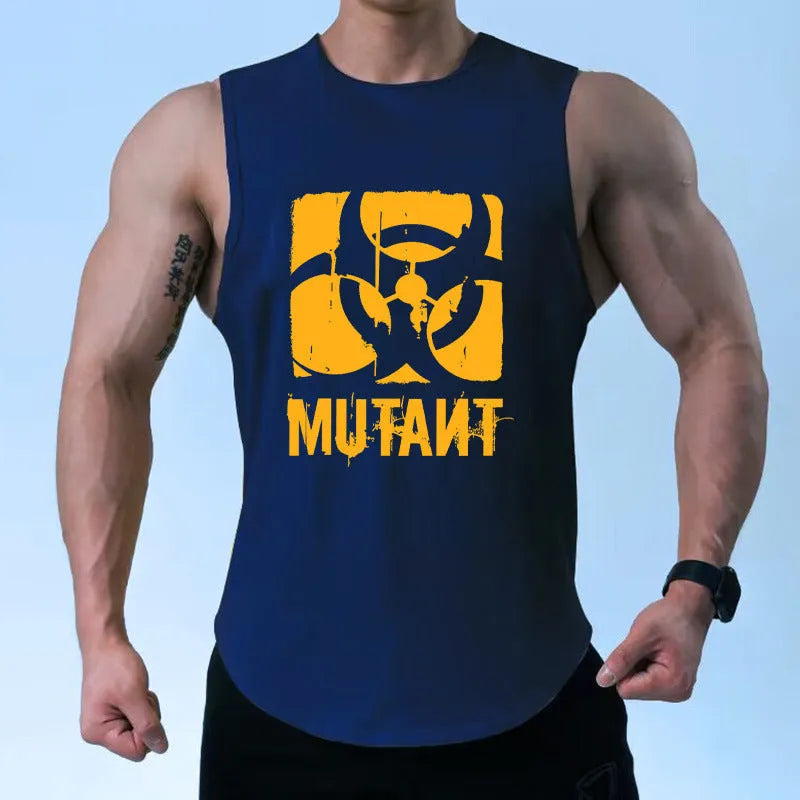 Loose fit sleeveless polyester training vest shown in a bicolour design on a manikin.