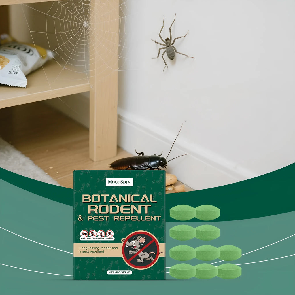 Ten anti-mouse repellent pills and three mesh bags for warehouse and home rodent deterrence.