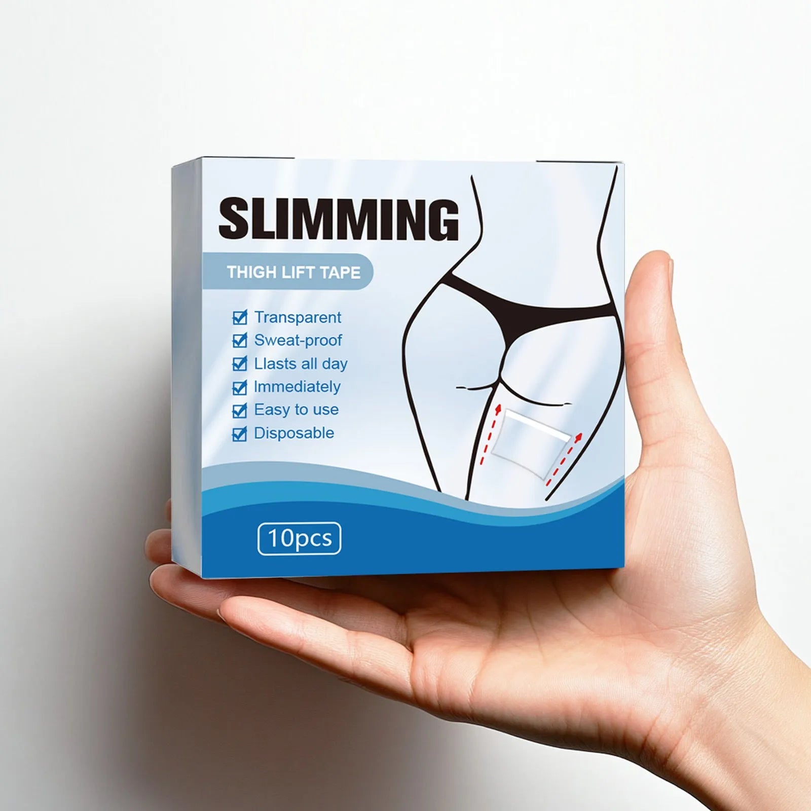 Box of 10 body shaping adhesive patches for slimming and skin tightening