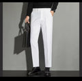 Men's straight-leg ankle-length suit trousers in chemical fibre blend available in multiple colours