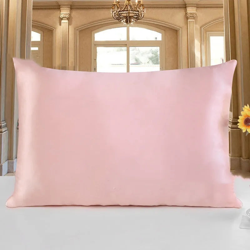 Double-sided 19 momme mulberry silk pillowcase shown in one of fourteen colours, featuring three size options.