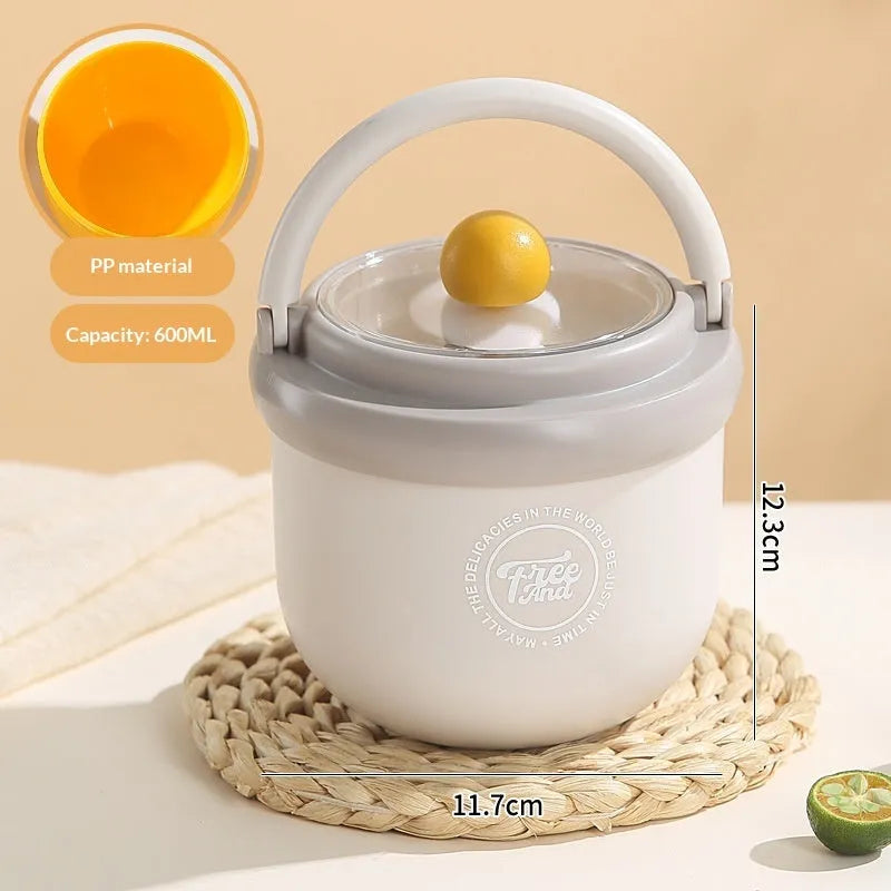 Insulated portable milk cup with lid and spoon in dopamine grey, 500ml 304 stainless steel version