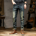 Men's skinny fit jeans in a retro colour with a zip fly, made from stretch cotton denim.