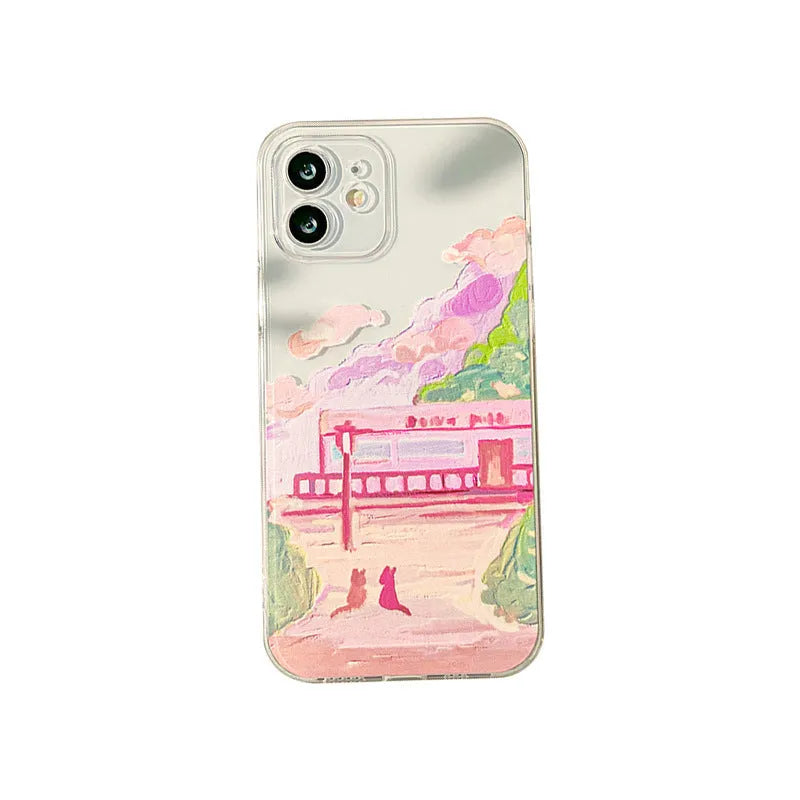 Soft silicone iPhone case featuring a two cat cartoon design on a rear cover style protective shell.