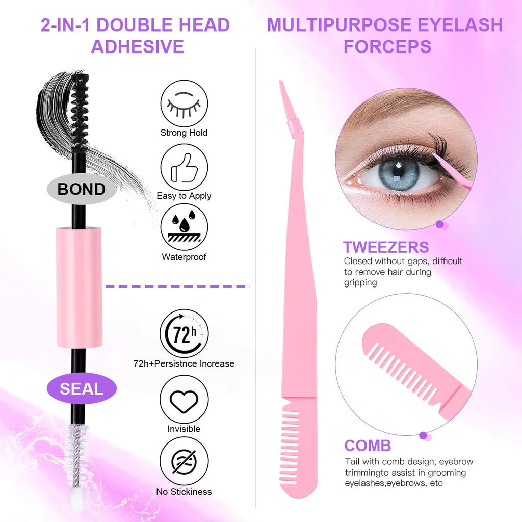 32 rows of eyelashes book cluster 640 segmented lashes set with Style1 and Style2 options
