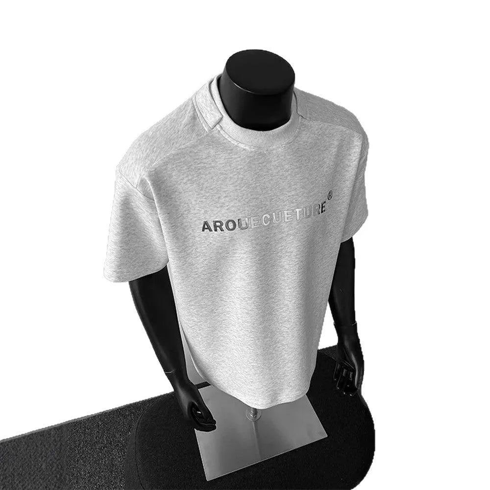 Men's short sleeve summer shirt in pure cotton fabric with loose pullover style