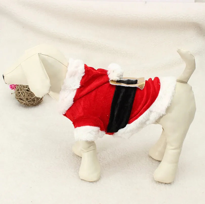 Red acrylic pet dog Christmas clothing with festive skirt style for small dogs