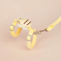 Bee-shaped cat harness and lead set in pink, yellow, and blue colours with adjustable strap