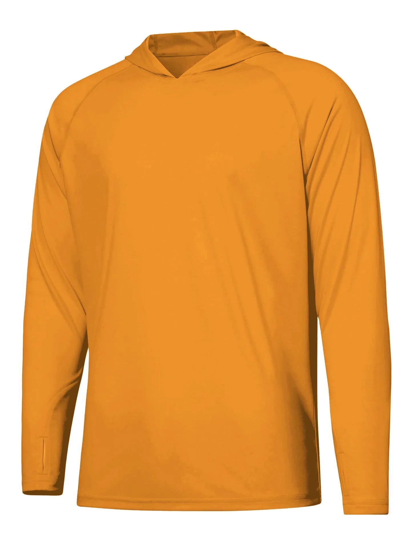 Man wearing a thin grey long sleeve hooded top for outdoor sun protection during fishing or hiking.