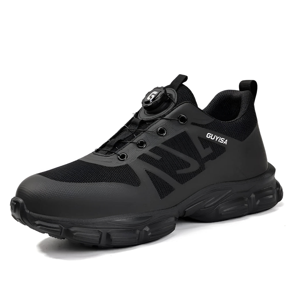 Lightweight flyknit safety shoes with steel toe cap in colour LB3117BK