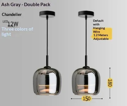 Modern minimalist pendant light with 150mm ashtray shade offering LED three-color dimming for bedroom or study.