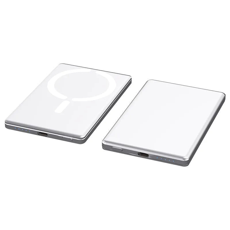 Ultra-thin magnetic power bank with alloy shell in dark gray silver black or violet