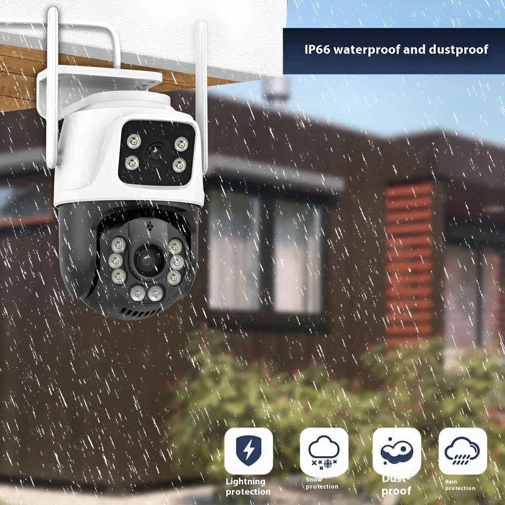 Wireless outdoor security camera system with dual screen monitoring and 3MP HD binocular camera