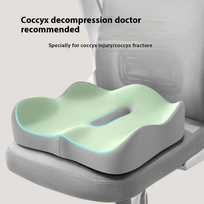 A solid-colour memory foam waist rest seat cushion for office chair back support.