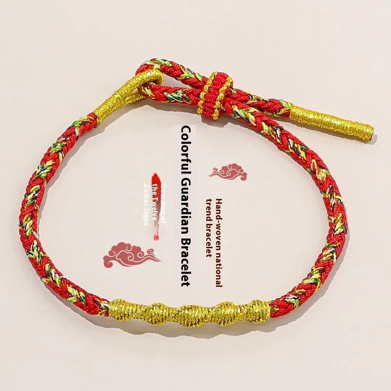Hand-woven eight-strand colourful guard strap with flexible wire showing zodiac colour options
