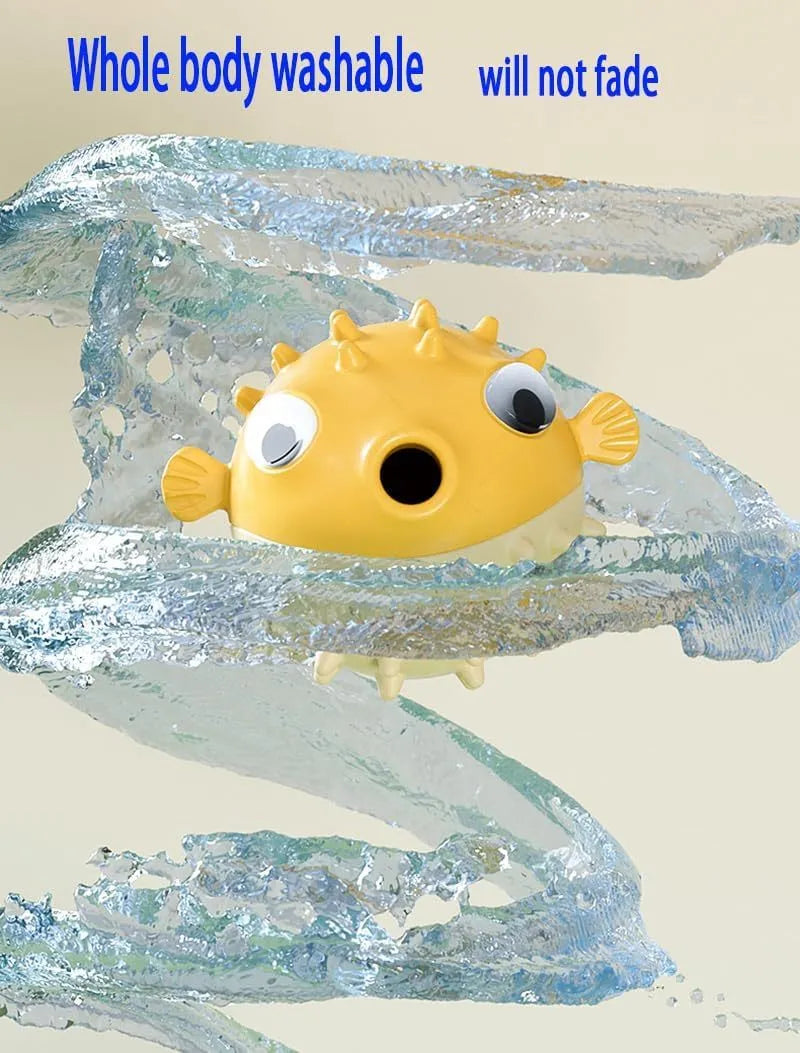 Fish-shaped interactive dog toy with treat dispensing opening and textured surface for medium and large dogs