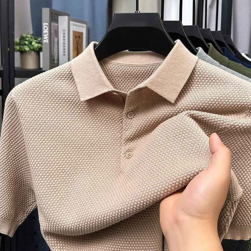 Loose fit pure cotton short sleeve pullover sweater in grey colour showing relaxed style