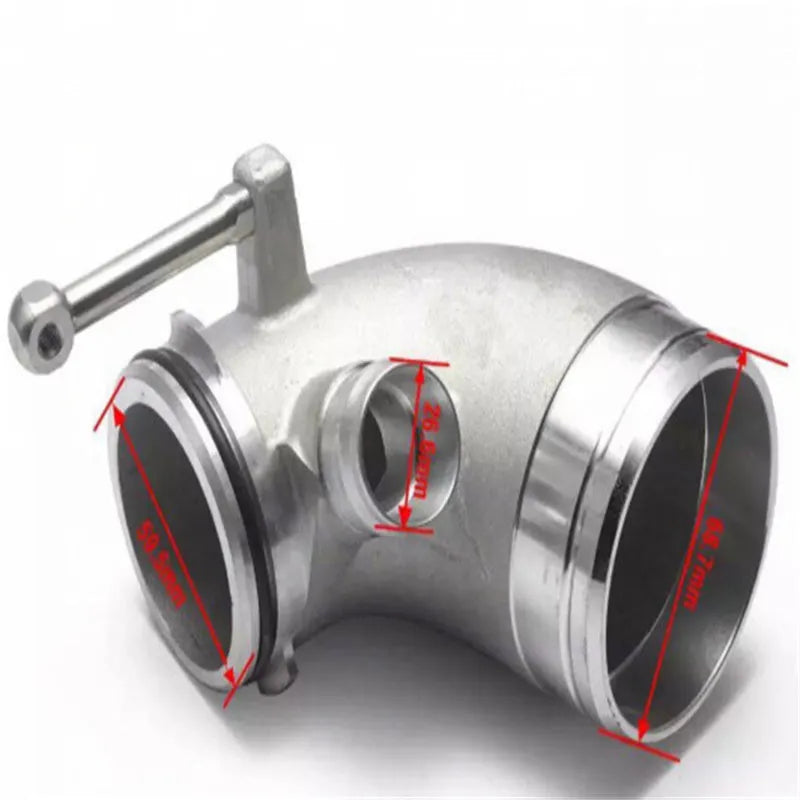 Aluminium alloy 90-degree turbo turbine elbow for modified car lateral engine positioning