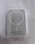 White magnetic wireless charger power bank with creative design showing dimensions 100x65mm