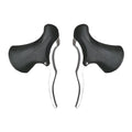 Pair of aluminium alloy road bicycle brake handles in black and black/silver finishes.