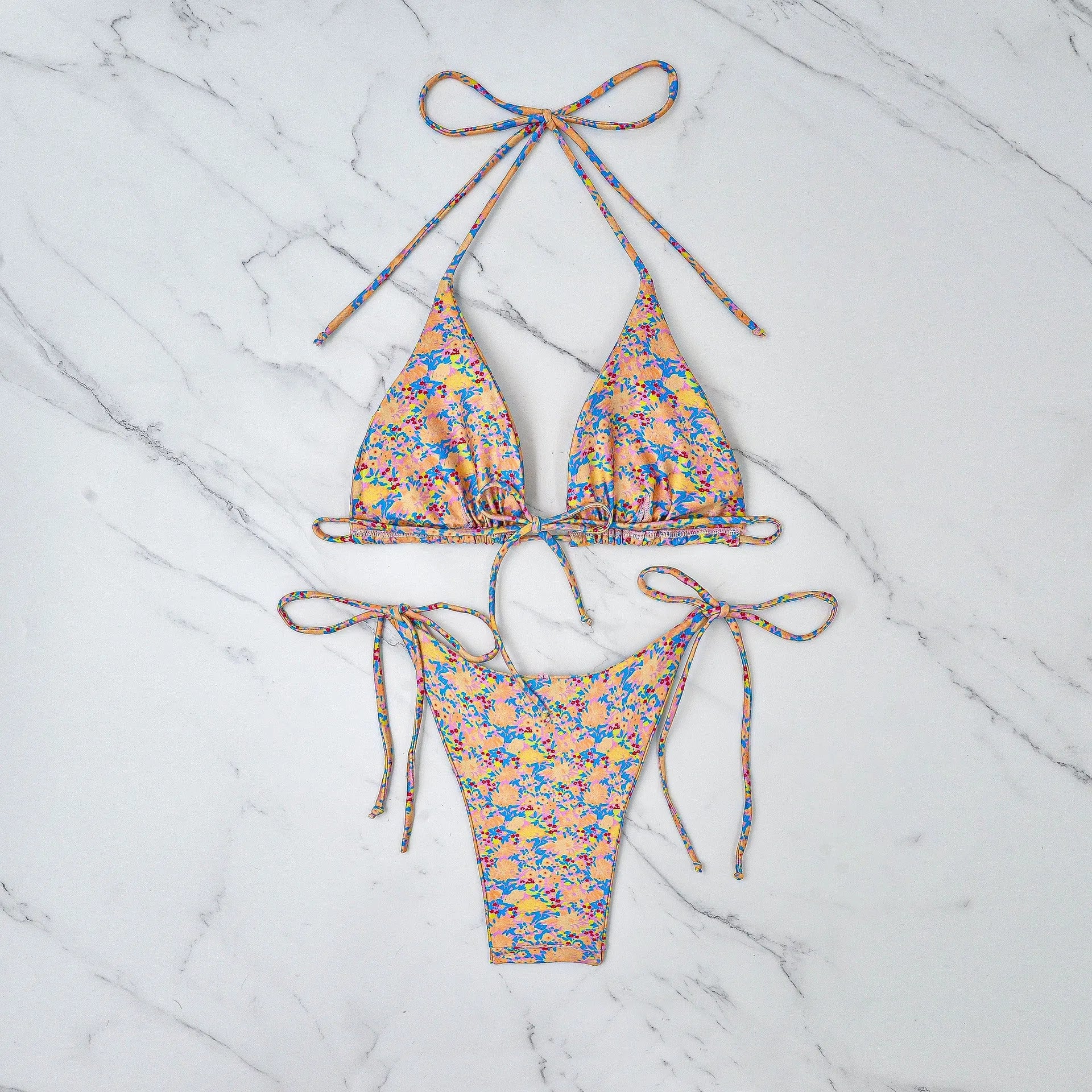 Lace-up bikini swimsuit in picture colour with European American split style briefs design