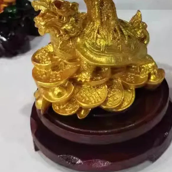 Citrine small water turtle money tree Feng Shui ornament in Chinese style resin
