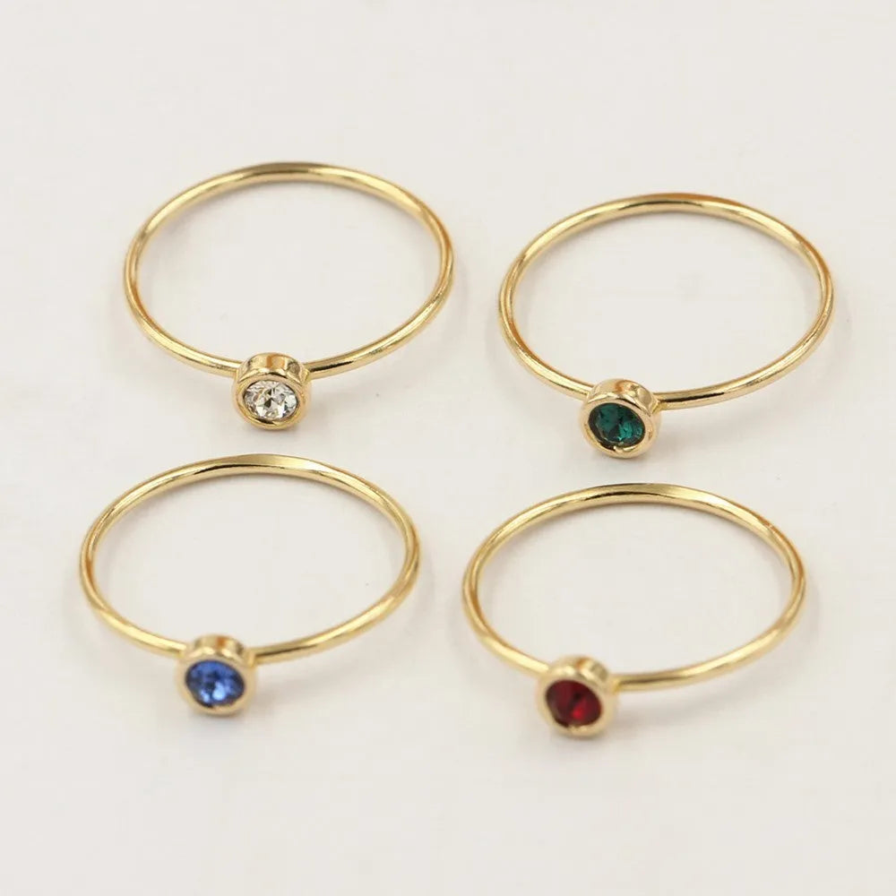 Copper women's knuckle ring with 14K gilded GF zircon decorative accents