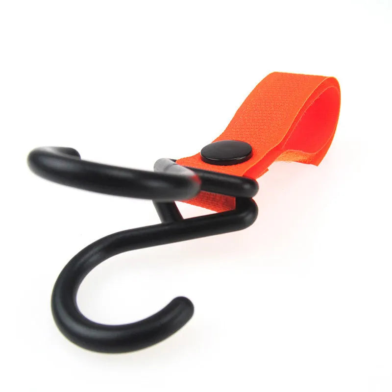Nylon Velcro luggage hook in multiple colours on white background with OPP packaging