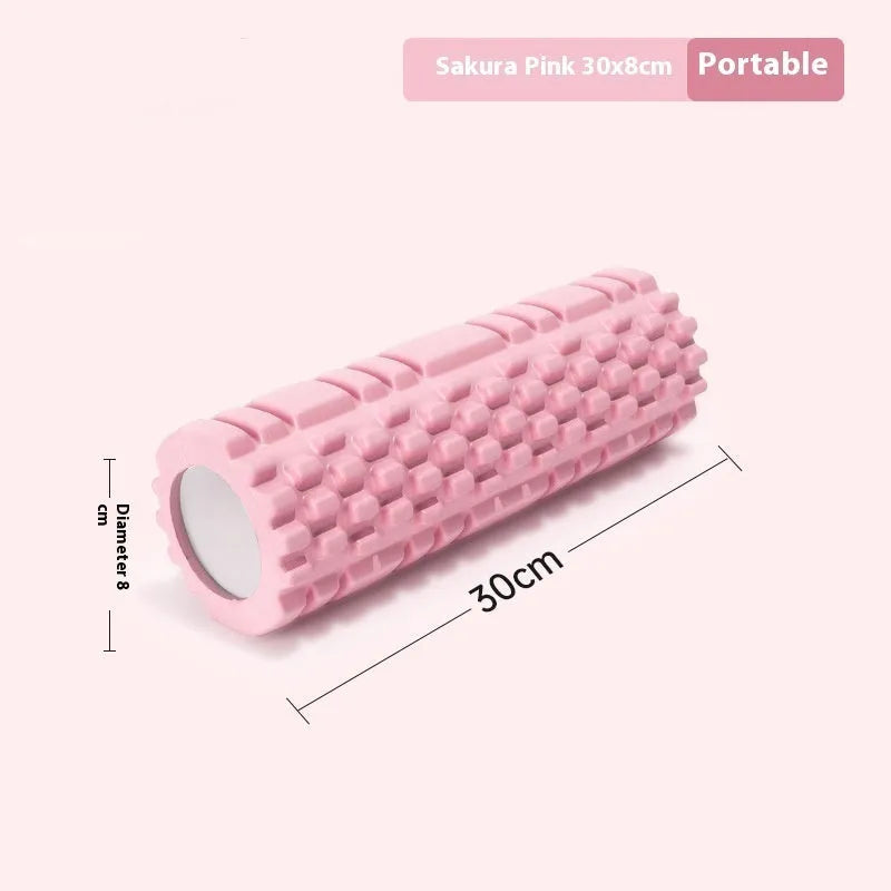 EVA foam roller for fitness in multiple sizes and colours including black, grey, pink, and blue