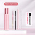 Plastic pressing pen pencil box kit in white, blue, or pink, showing six-pen and sixteen-pen suite options.