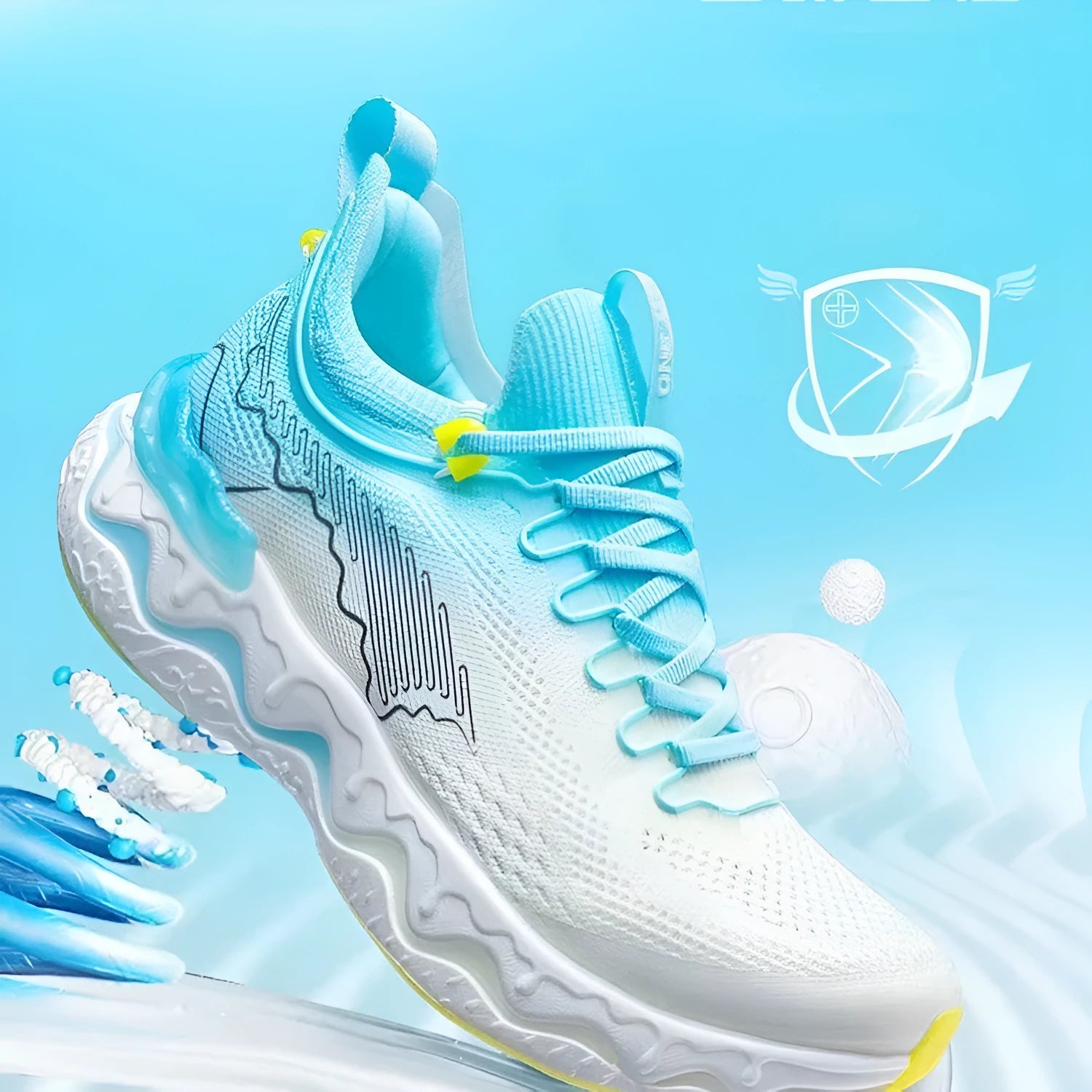 Women's cushioned running shoes with thick rubber soles in a no-lace design on a neutral background.
