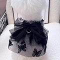 Black gauze princess tulle skirt for small dog or cat with decorative dress styling