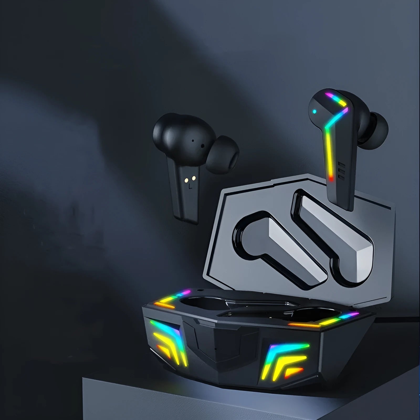 Black Jerry chip Bluetooth gaming headset with TWS design for sports and low latency audio