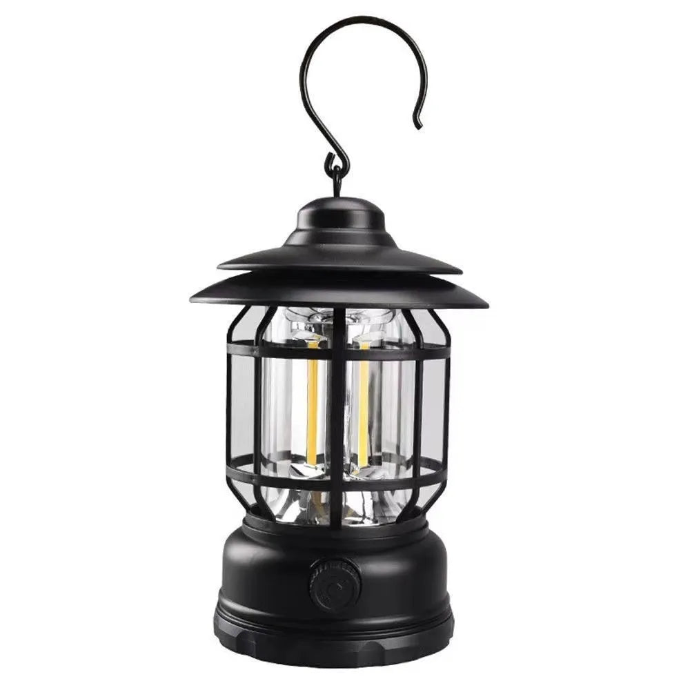 Portable camping lantern in black, green or red with super bright light for booths and outdoor use