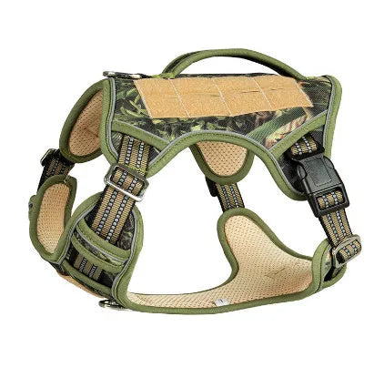 Oxford cloth tactical chest strap harness for search and rescue working dog in camouflage colour