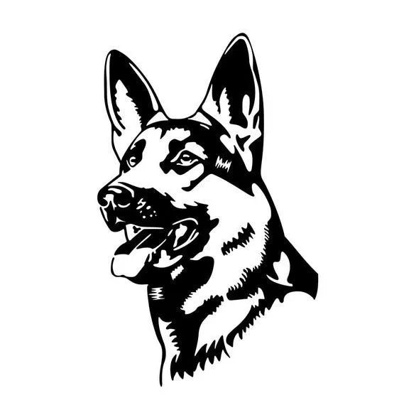 Reflective Alsatian Shepherd hunting dog bumper sticker in 13x8 cm size
