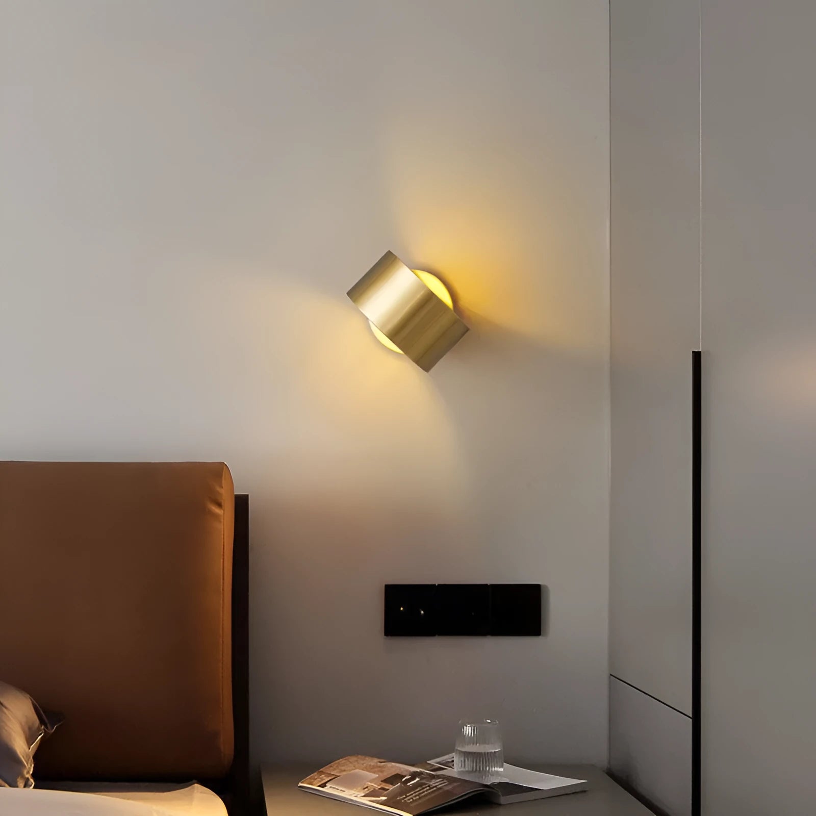 Copper wall lamp in gold or black finish with modern simple design for living room accent lighting