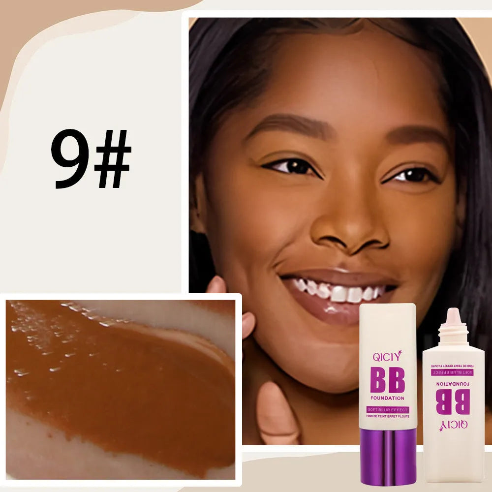 Feeding bottle containing liquid foundation concealer BB cream in ten different shade options.