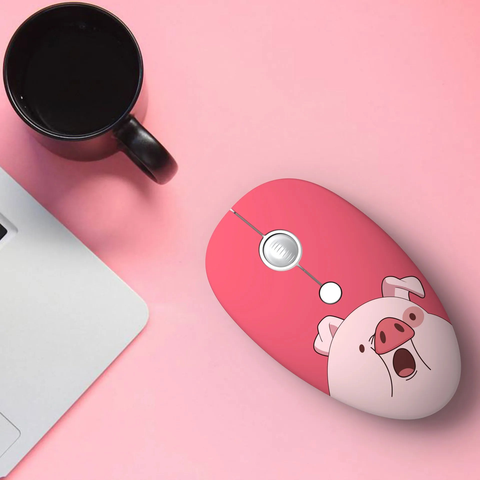 Wireless cartoon animal USB mouse measuring 10.55cm with blue rabbit design