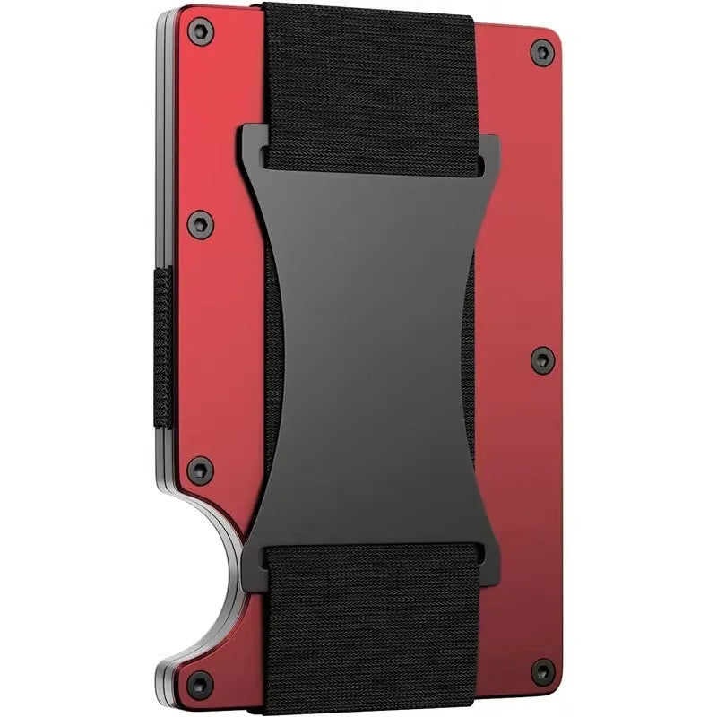 Metal card bag wallet with RFID anti-theft blocking, solid colour, frosted finish, unisex coin and card holder