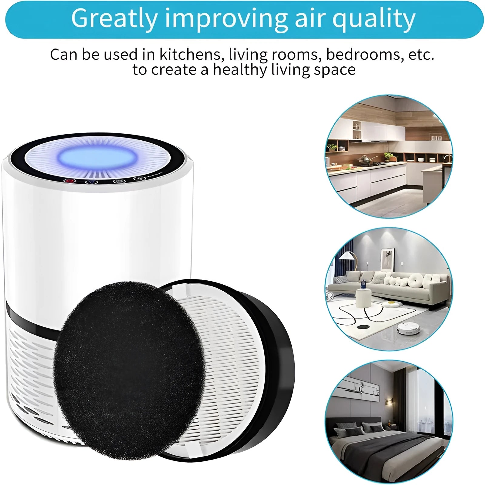 Levoit LV-H132 air purifier replacement filter accessories showing filter screen and cotton