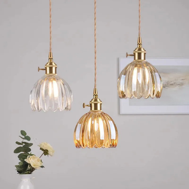 Vintage glass flower chandelier with Nordic design in amber, white, green, transparent or smoky grey colours