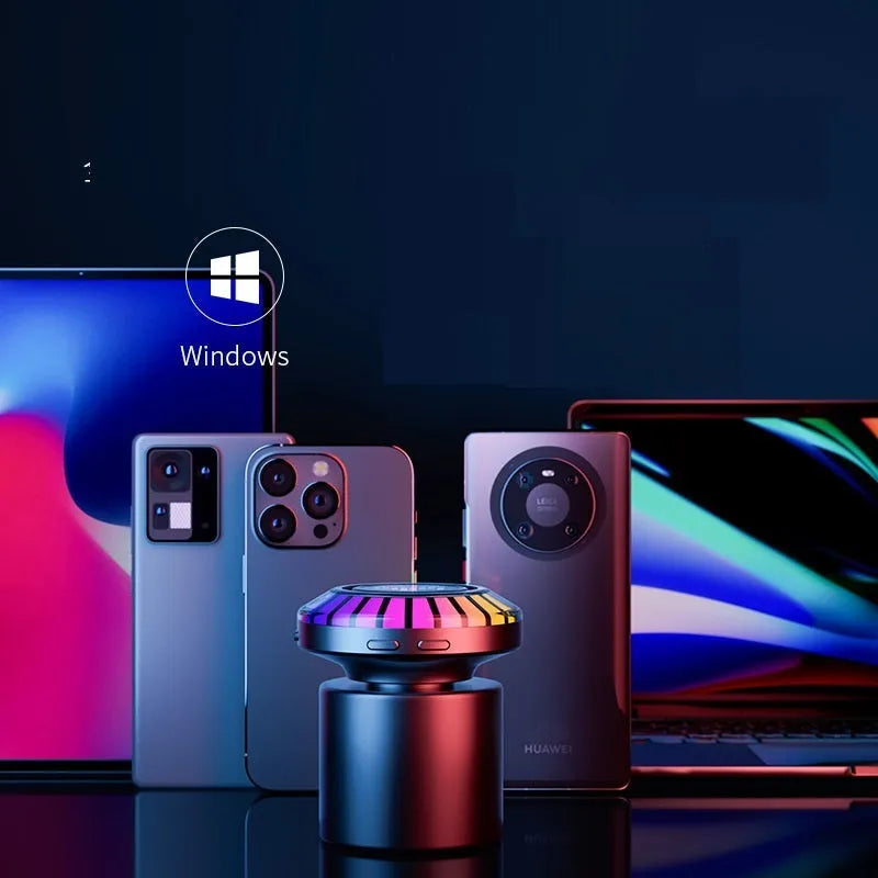 Small cube-shaped voice-controlled LED atmosphere light with polar light effects and Bluetooth connectivity