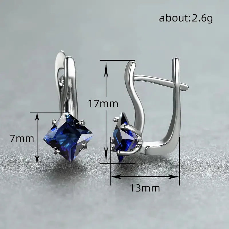 Women's copper earrings with diamond design pattern in blue, green and plain colour options
