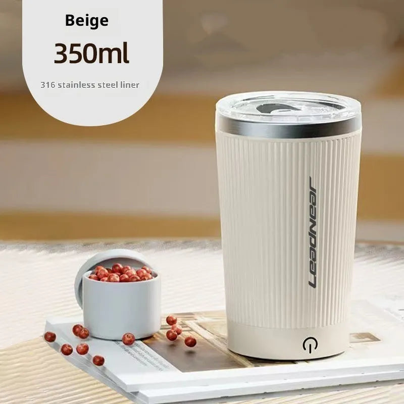Fully automatic mixing cup 400ml 316 stainless steel electric coffee cup with removable base in beige