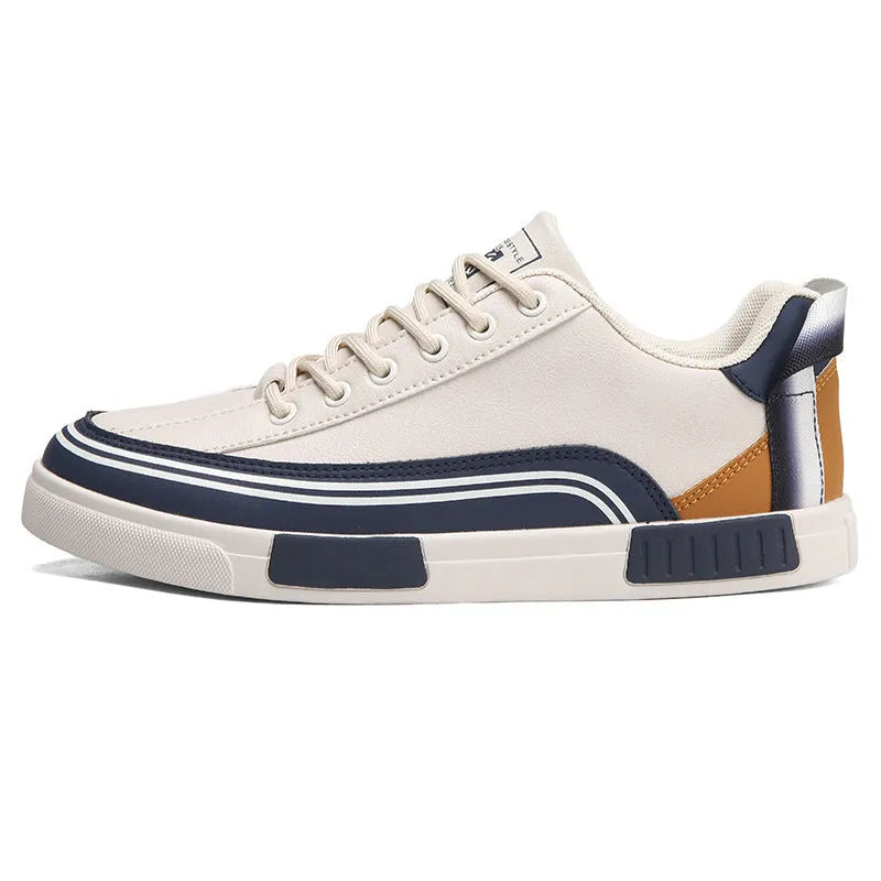 Men's beige and white-green canvas casual shoes with mesh ventilation panels